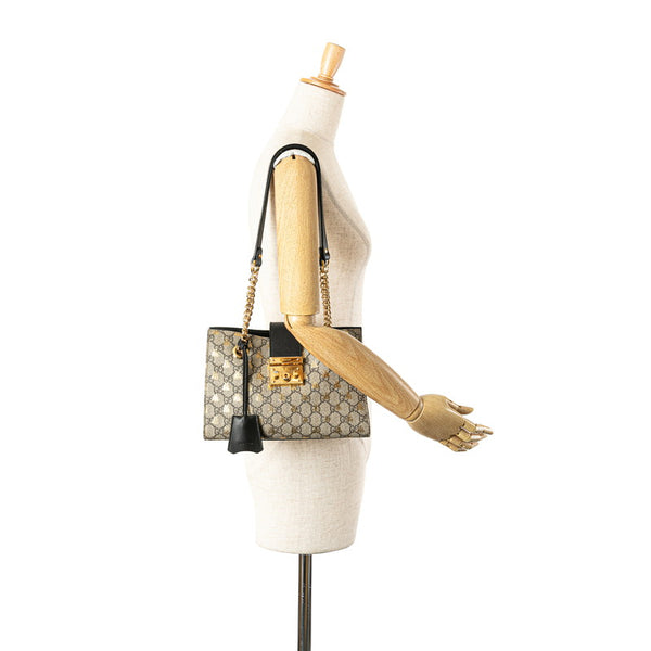 グッチ GGスモール パドロック ビー 蜂 チェーン ショルダーバッグ 498156 ベージュ ブラック PVC レザー レディース GUCCI 【中古】