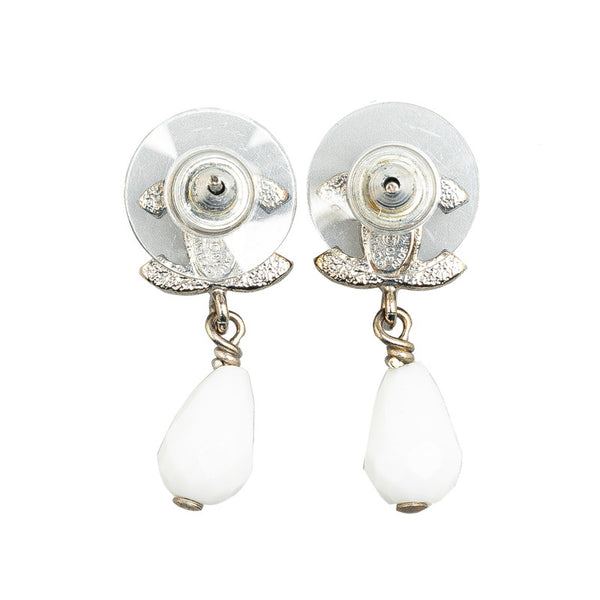 シャネル ココマーク ラメ ピアス シルバー ホワイト メタル レディース CHANEL 【中古】