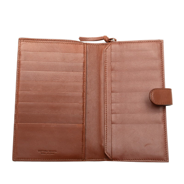 ボッテガヴェネタ イントレチャート 二つ折り 長財布 ブラウン レザー レディース BOTTEGAVENETA 【中古】