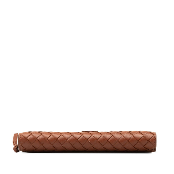 ボッテガヴェネタ イントレチャート 二つ折り 長財布 ブラウン レザー レディース BOTTEGAVENETA 【中古】