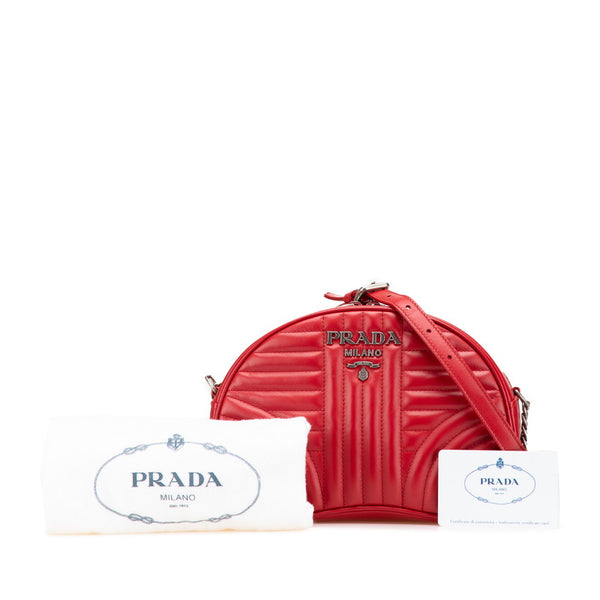 プラダ ダイアグラム ショルダーバッグ 1BH130 レッド レザー レディース PRADA 【中古】