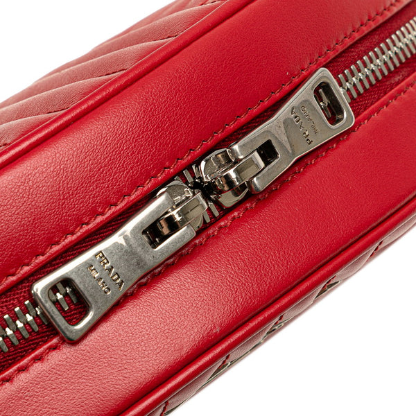 プラダ ダイアグラム ショルダーバッグ 1BH130 レッド レザー レディース PRADA 【中古】