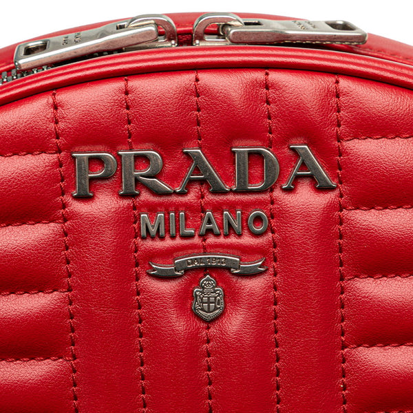 プラダ ダイアグラム ショルダーバッグ 1BH130 レッド レザー レディース PRADA 【中古】