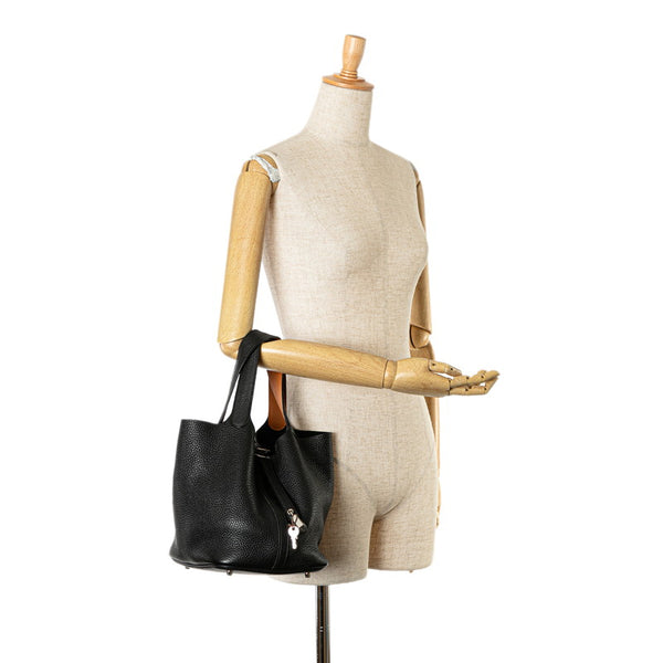 エルメス ピコタンロック エクラ MM ハンドバッグ ブラック ブラウン トリヨンクレマンス スイフト レディース HERMES 【中古】