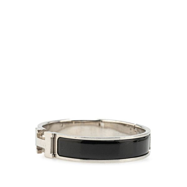 エルメス クリッククラックH PM ブレスレット バングル シルバー ブラック メタル レディース HERMES 【中古】