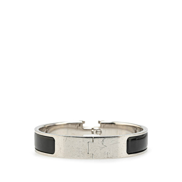 エルメス クリッククラックH PM ブレスレット バングル シルバー ブラック メタル レディース HERMES 【中古】