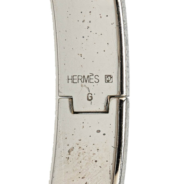 エルメス クリッククラックH PM ブレスレット バングル シルバー ブラック メタル レディース HERMES 【中古】