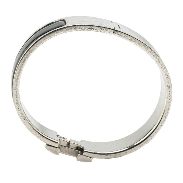 エルメス クリッククラックH PM ブレスレット バングル シルバー ブラック メタル レディース HERMES 【中古】