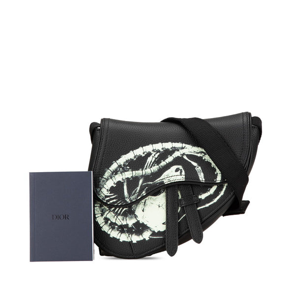 ディオール × カクタスジャック トラヴィススコット Cactus Jack サドルバッグ ショルダーバッグ ブラック レザー メンズ Dior 【中古】