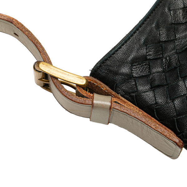 ボッテガヴェネタ イントレチャート 斜め掛け ショルダーバッグ ブラック レザー レディース BOTTEGAVENETA 【中古】