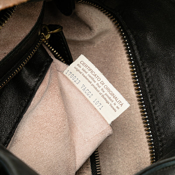 ボッテガヴェネタ イントレチャート 斜め掛け ショルダーバッグ ブラック レザー レディース BOTTEGAVENETA 【中古】