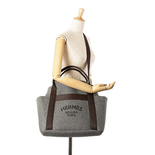 エルメス サックドパンサージュ グルーム ハンドバッグ ショルダーバッグ 2WAY グレー ブラウン キャンバス レディース HERMES 【中古】