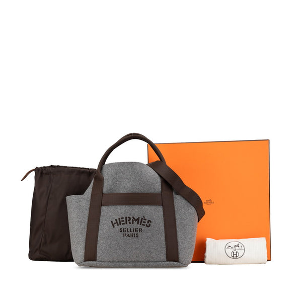 エルメス サックドパンサージュ グルーム ハンドバッグ ショルダーバッグ 2WAY グレー ブラウン キャンバス レディース HERMES 【中古】