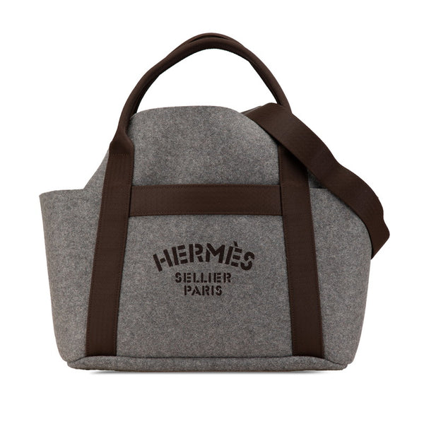 エルメス サックドパンサージュ グルーム ハンドバッグ ショルダーバッグ 2WAY グレー ブラウン キャンバス レディース HERMES 【中古】