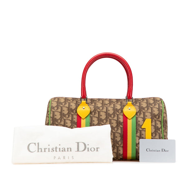 ディオール トロッター ラスタ ハンドバッグ ブラウン レッド PVC レザー レディース Dior 【中古】