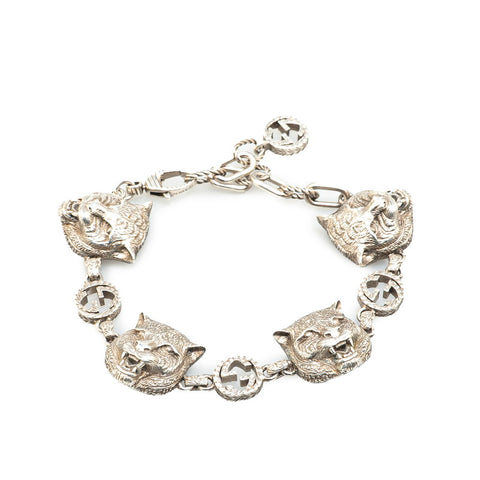 グッチ インターロッキングG タイガー ブレスレット SV925 シルバー レディース GUCCI 【中古】