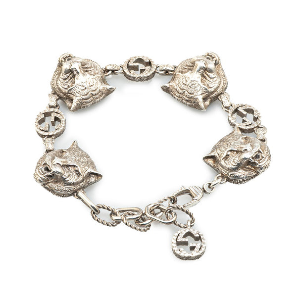 グッチ インターロッキングG タイガー ブレスレット SV925 シルバー レディース GUCCI 【中古】