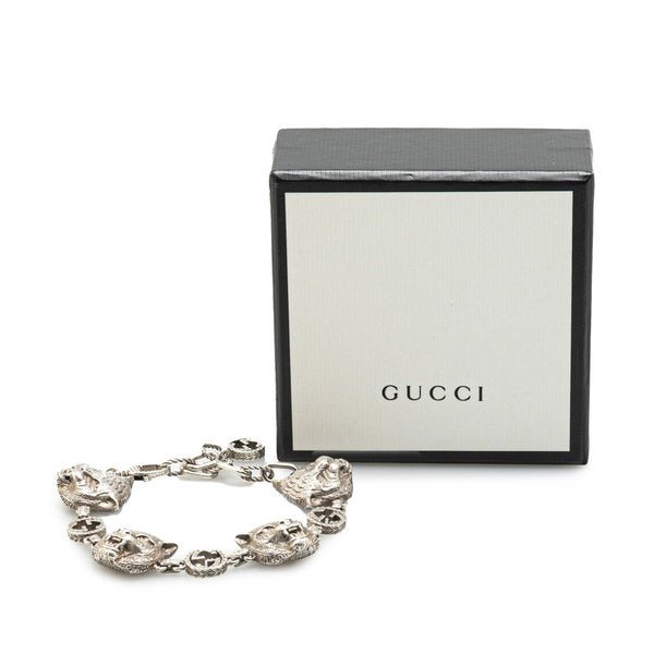グッチ インターロッキングG タイガー ブレスレット SV925 シルバー レディース GUCCI 【中古】