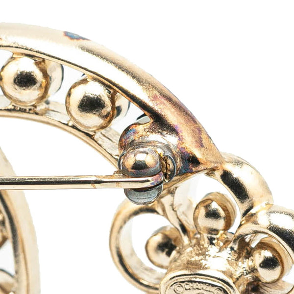 シャネル ココマーク 花 フラワー モチーフ ラインストーン ブローチ ゴールド ブラック メッキ フェイクパール レディース CHANEL 【中古】