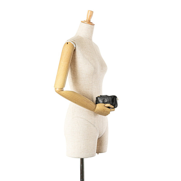 グッチ グッチシマ シグネチャー コインケース 小銭入れ 447964 ブラック レザー レディース GUCCI 【中古】