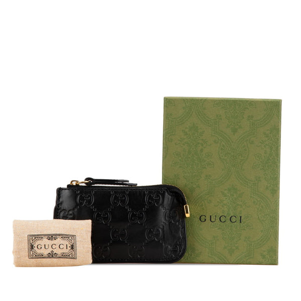 グッチ グッチシマ シグネチャー コインケース 小銭入れ 447964 ブラック レザー レディース GUCCI 【中古】