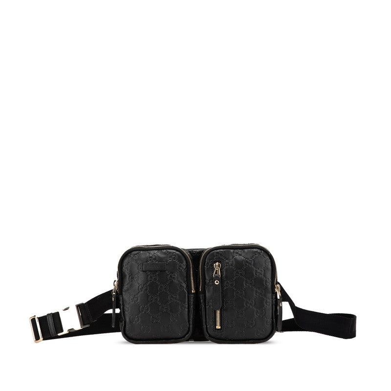 グッチ グッチシマ ボディバッグ ウエストバッグ 246417 ブラック レザー レディース GUCCI 【中古】