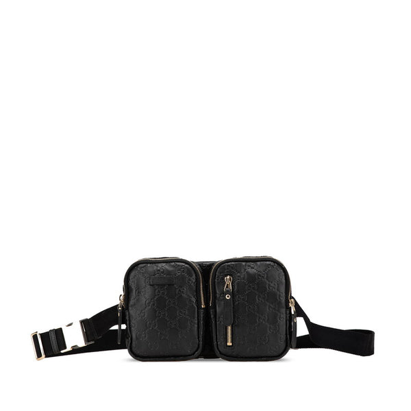 グッチ グッチシマ ボディバッグ ウエストバッグ 246417 ブラック レザー レディース GUCCI 【中古】