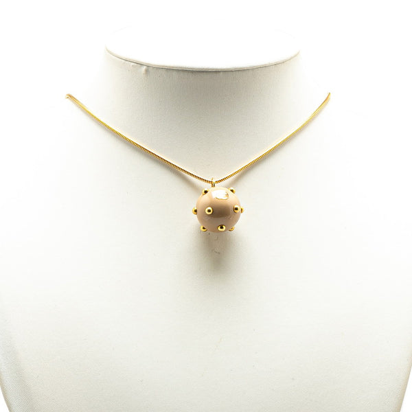 シャネル ココマーク ボール スタッズ ネックレス ゴールド ベージュ メッキ レディース CHANEL 【中古】