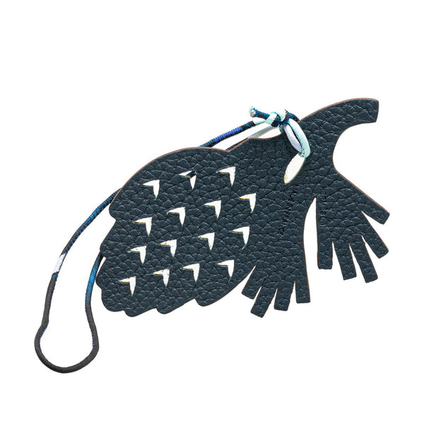 エルメス プティアッシュ 松ぼっくり チャーム バッグチャーム イエロー ブルー ヴォーエプソン トリヨンクレマンス シルク レディース HERMES 【中古】