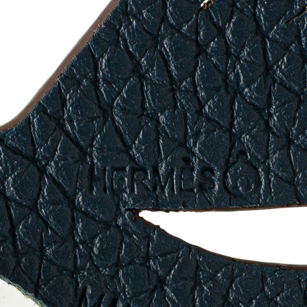 エルメス プティアッシュ 松ぼっくり チャーム バッグチャーム イエロー ブルー ヴォーエプソン トリヨンクレマンス シルク レディース HERMES 【中古】