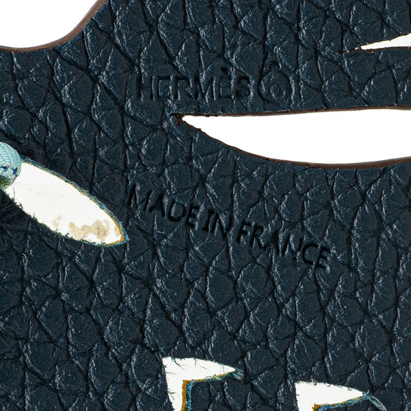 エルメス プティアッシュ 松ぼっくり チャーム バッグチャーム イエロー ブルー ヴォーエプソン トリヨンクレマンス シルク レディース HERMES 【中古】