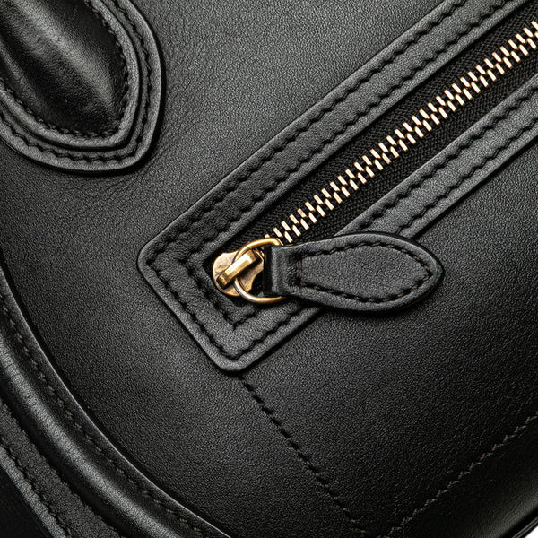 セリーヌ ラゲージ ナノショッパー ハンドバッグ ショルダーバッグ 2WAY ブラック レザー レディース CELINE 【中古】