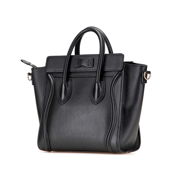 セリーヌ ラゲージ ナノショッパー ハンドバッグ ショルダーバッグ 2WAY ブラック レザー レディース CELINE 【中古】