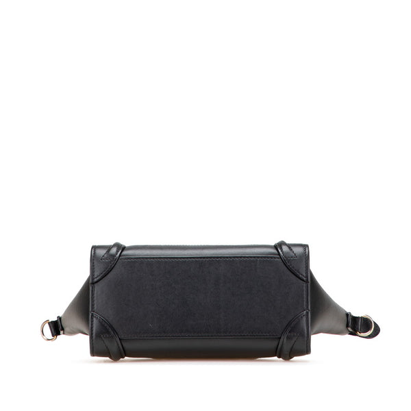 セリーヌ ラゲージ ナノショッパー ハンドバッグ ショルダーバッグ 2WAY ブラック レザー レディース CELINE 【中古】