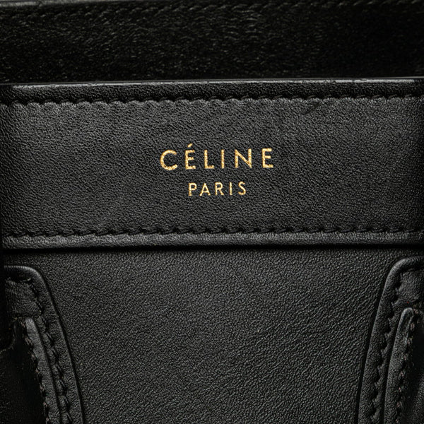セリーヌ ラゲージ ナノショッパー ハンドバッグ ショルダーバッグ 2WAY ブラック レザー レディース CELINE 【中古】
