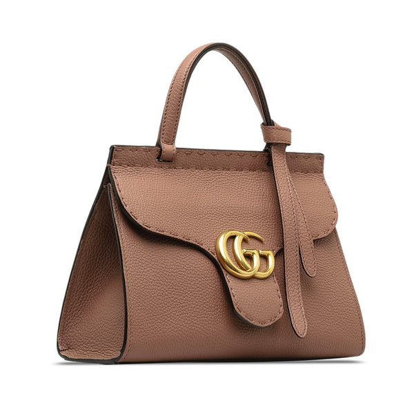 グッチ GGマーモント トップハンドルバッグ ハンドバッグ 442622 ピンクベージュ レザー レディース GUCCI 【中古】