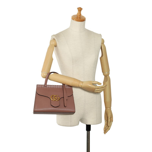 グッチ GGマーモント トップハンドルバッグ ハンドバッグ 442622 ピンクベージュ レザー レディース GUCCI 【中古】