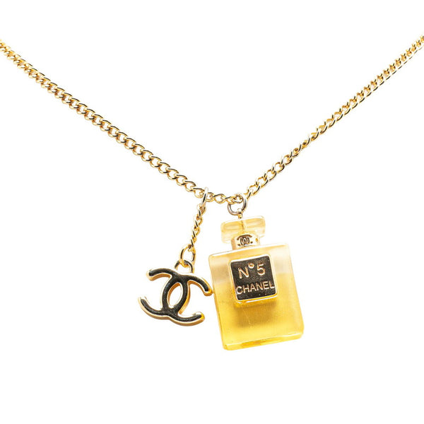 シャネル パフューム 香水 NO.5 ボトル モチーフ ココマーク ネックレス ゴールド メッキ レディース CHANEL 【中古】