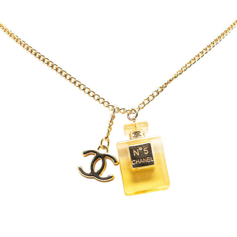 シャネル パフューム 香水 NO.5 ボトル モチーフ ココマーク ネックレス ゴールド メッキ レディース CHANEL 【中古】