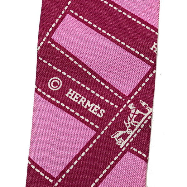 エルメス ツイリー BOLDUC スカーフ ピンク シルク レディース HERMES 【中古】