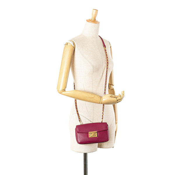 フェンディ ミニバケット チェーン ショルダーバッグ 8M0315 パープル レザー レディース FENDI 【中古】