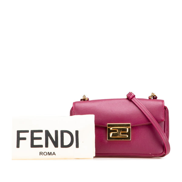 フェンディ ミニバケット チェーン ショルダーバッグ 8M0315 パープル レザー レディース FENDI 【中古】