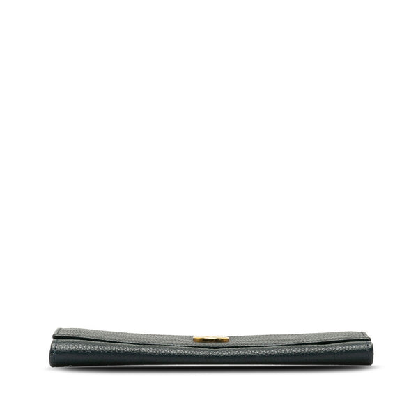セリーヌ サークル ロゴ 長財布 ブラック レザー レディース CELINE 【中古】