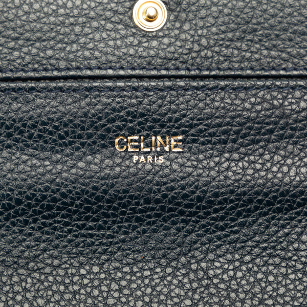 セリーヌ サークル ロゴ 長財布 ブラック レザー レディース CELINE 【中古】