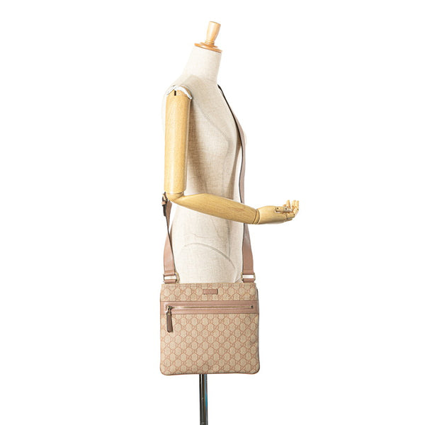 グッチ GGスプリーム 斜め掛け ショルダーバッグ 295257 ピンク ベージュ PVC レザー レディース GUCCI 【中古】