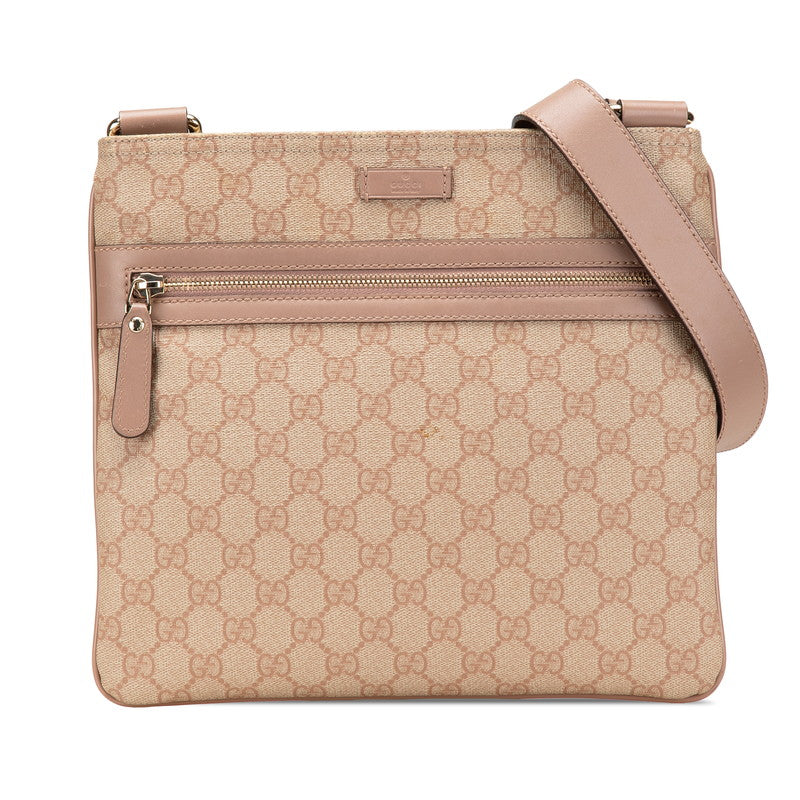 グッチ GGスプリーム 斜め掛け ショルダーバッグ 295257 ピンク ベージュ PVC レザー レディース GUCCI 【中古】