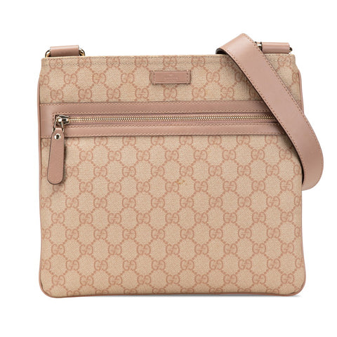 グッチ GGスプリーム 斜め掛け ショルダーバッグ 295257 ピンク ベージュ PVC レザー レディース GUCCI 【中古】