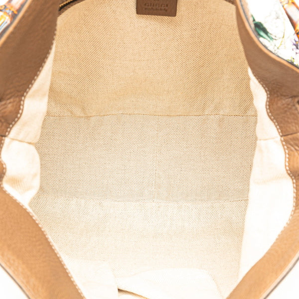 グッチ バンブー フローラ ダイアナ花 ハンドバッグ ショルダーバッグ 2WAY 282315 ホワイト ブラウン キャンバス レザー レディース GUCCI 【中古】