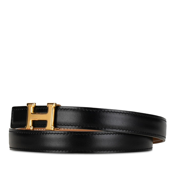 エルメス ミニコンスタンス Hベルト リバーシブル ベルト サイズ：70 ブラック ブラウン レザー レディース HERMES 【中古】