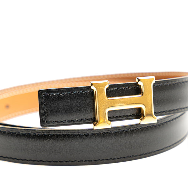 エルメス ミニコンスタンス Hベルト リバーシブル ベルト サイズ：70 ブラック ブラウン レザー レディース HERMES 【中古】